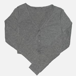 SHEIN Long Sleeve Button Up Crop Top X-Small